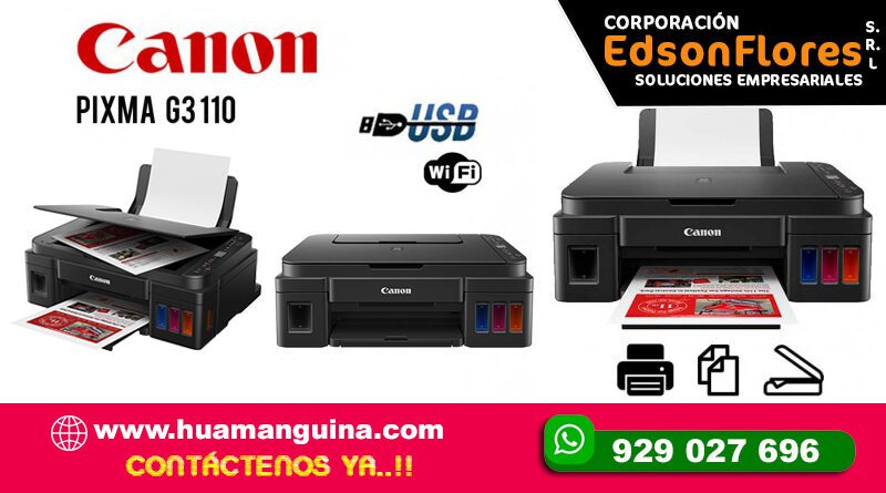 IMPRESORA MULTIFUNCIONAL CANON G3110, IMPRIME, COPIA, ESCANEA, WIFI