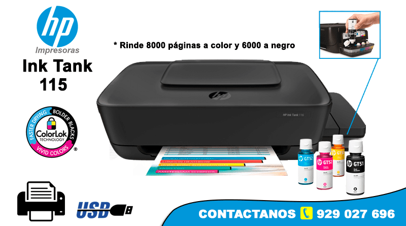HP Ink Tank 115 Sistema Continuo 2LB19A