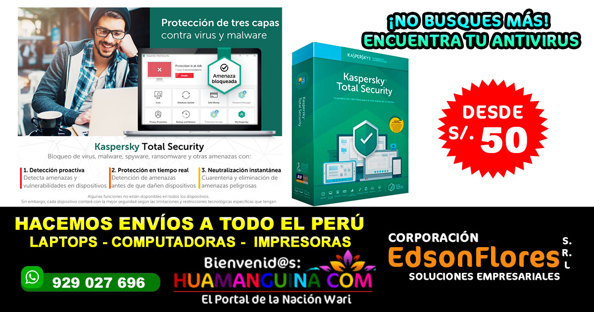 ANTIVIRUS KASPERSKY TOTAL SECURITY 2020 | 1 PCS | 12 MESES